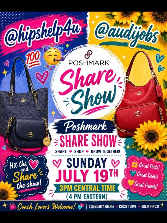 Coach Handbags - I Am Going LIVE ON Sunday JULY 19th   At 4pm Est Time (3pm Central)